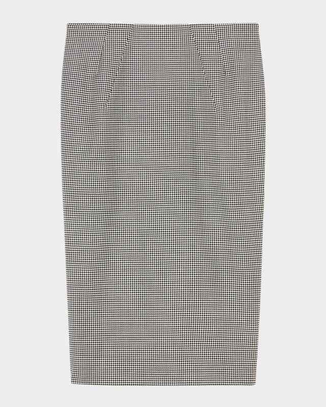 Plus Size Etiopia Houndstooth Wool Midi Skirt